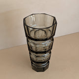 Large Vintage 1930s Art Deco Josef Hoffman for Moser Smoked Glass Geometric Faceted Vase - 10" Tall