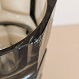 Large Vintage 1930s Art Deco Josef Hoffman for Moser Smoked Glass Geometric Faceted Vase - 10" Tall
