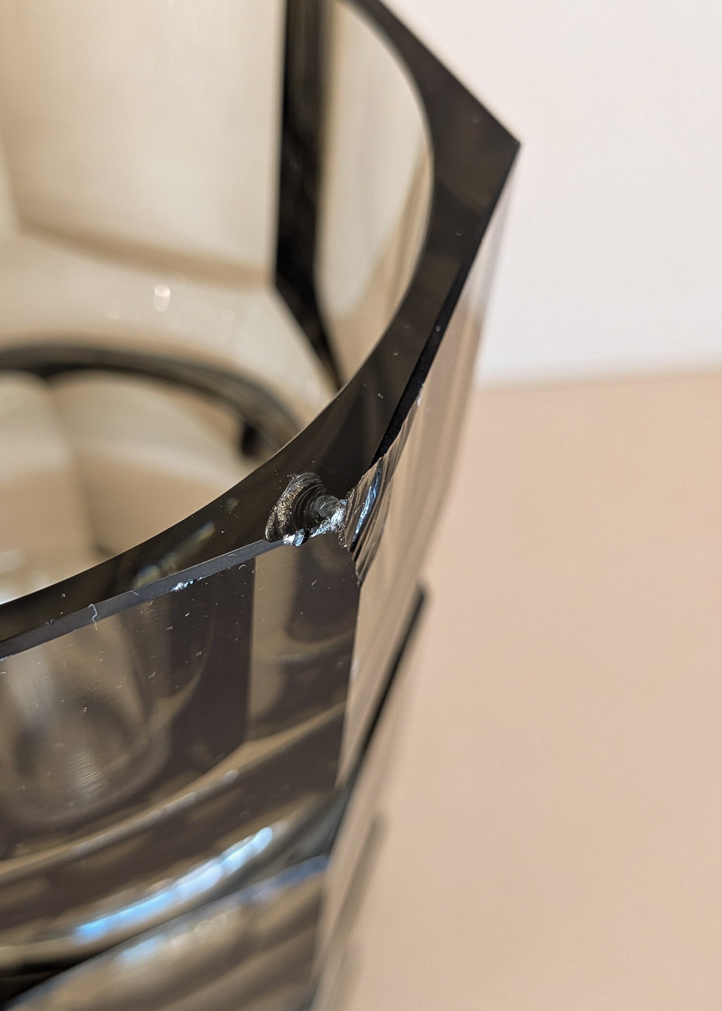 Large Vintage 1930s Art Deco Josef Hoffman for Moser Smoked Glass Geometric Faceted Vase - 10" Tall