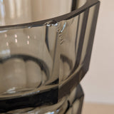 Large Vintage 1930s Art Deco Josef Hoffman for Moser Smoked Glass Geometric Faceted Vase - 10" Tall
