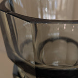 Large Vintage 1930s Art Deco Josef Hoffman for Moser Smoked Glass Geometric Faceted Vase - 10" Tall