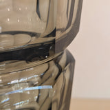 Large Vintage 1930s Art Deco Josef Hoffman for Moser Smoked Glass Geometric Faceted Vase - 10" Tall