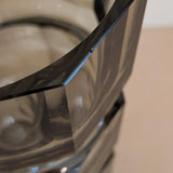 Large Vintage 1930s Art Deco Josef Hoffman for Moser Smoked Glass Geometric Faceted Vase - 10" Tall