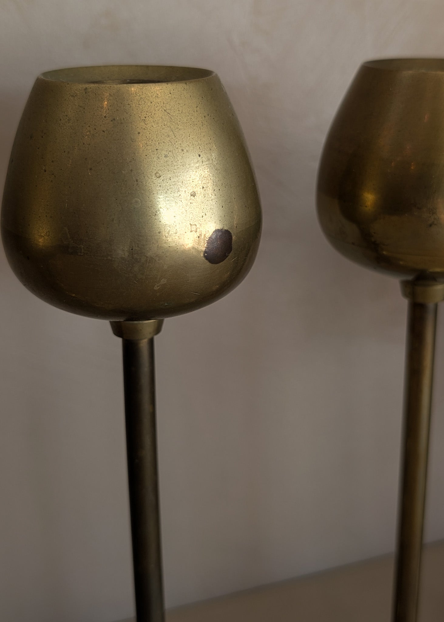 Set of 11 Vintage Rosenthal Netter-Attributed Brass Tulip Candlesticks
