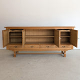 Vintage Danish Henning Kjærnulf-Attributed Quartersawn White Oak Sideboard with Hand-Carved Detailing and Two (2) Keys