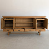 Vintage Danish Henning Kjærnulf-Attributed Quartersawn White Oak Sideboard with Hand-Carved Detailing and Two (2) Keys