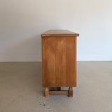 Vintage Danish Henning Kjærnulf-Attributed Quartersawn White Oak Sideboard with Hand-Carved Detailing and Two (2) Keys