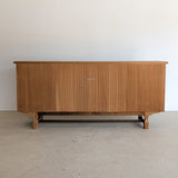 Vintage Danish Henning Kjærnulf-Attributed Quartersawn White Oak Sideboard with Hand-Carved Detailing and Two (2) Keys