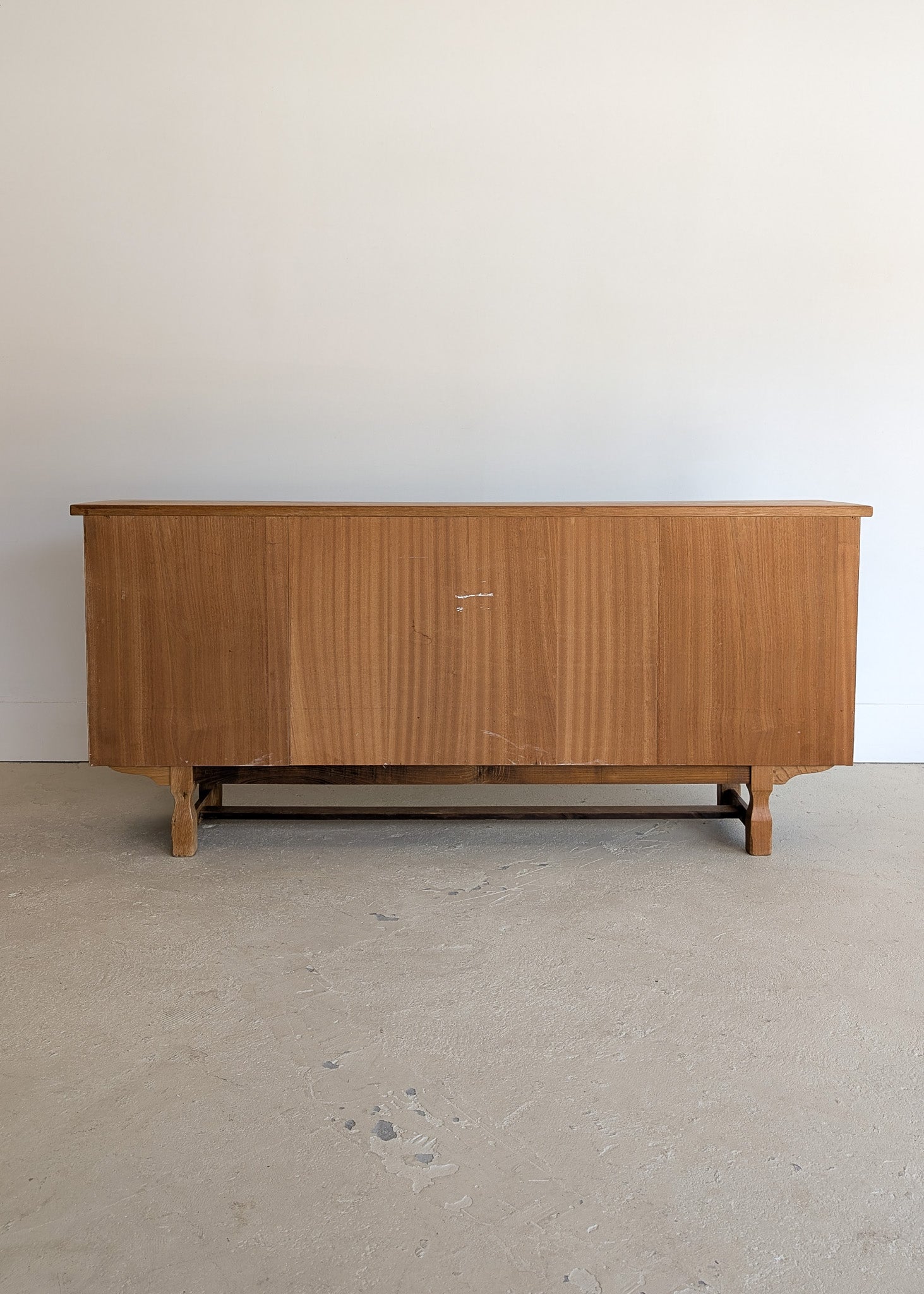 Vintage Danish Henning Kjærnulf-Attributed Quartersawn White Oak Sideboard with Hand-Carved Detailing and Two (2) Keys