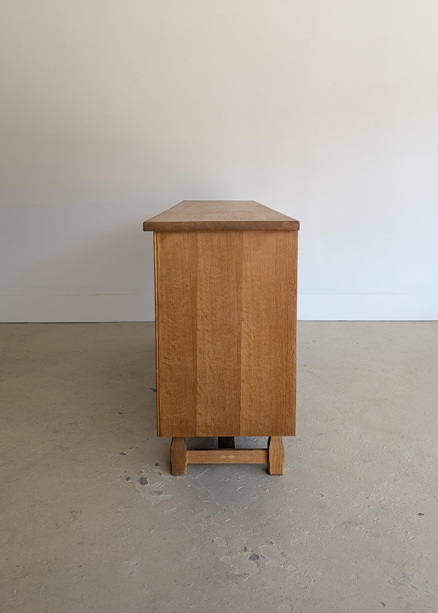 Vintage Danish Henning Kjærnulf-Attributed Quartersawn White Oak Sideboard with Hand-Carved Detailing and Two (2) Keys