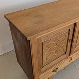 Vintage Danish Henning Kjærnulf-Attributed Quartersawn White Oak Sideboard with Hand-Carved Detailing and Two (2) Keys