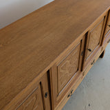 Vintage Danish Henning Kjærnulf-Attributed Quartersawn White Oak Sideboard with Hand-Carved Detailing and Two (2) Keys