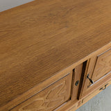 Vintage Danish Henning Kjærnulf-Attributed Quartersawn White Oak Sideboard with Hand-Carved Detailing and Two (2) Keys