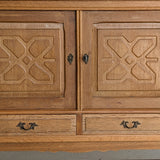 Vintage Danish Henning Kjærnulf-Attributed Quartersawn White Oak Sideboard with Hand-Carved Detailing and Two (2) Keys