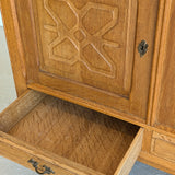 Vintage Danish Henning Kjærnulf-Attributed Quartersawn White Oak Sideboard with Hand-Carved Detailing and Two (2) Keys