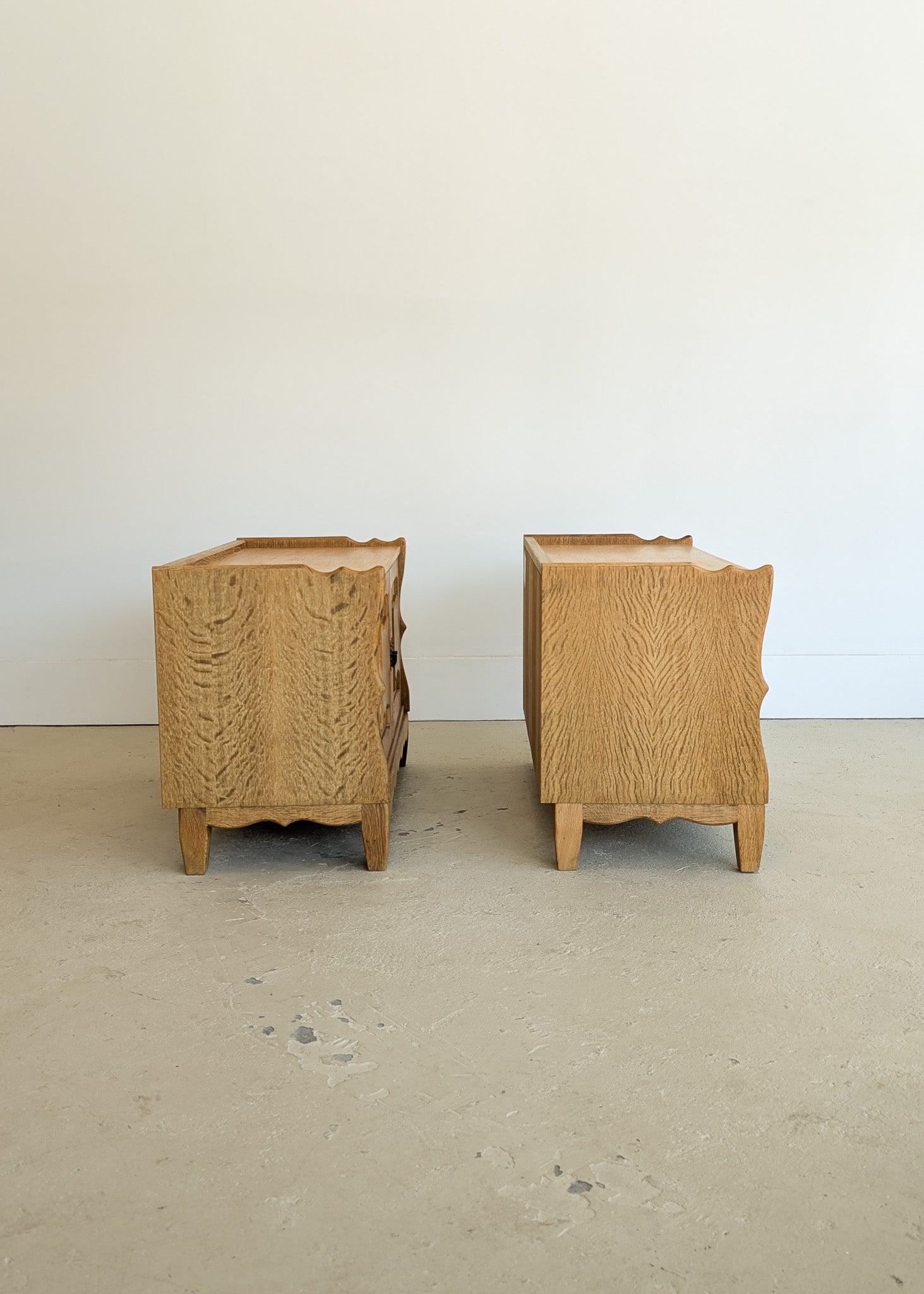 Pair of Vintage Danish Henning Kjærnulf for JK Møbler Quartersawn White Oak Cabinets/Large Nightstands