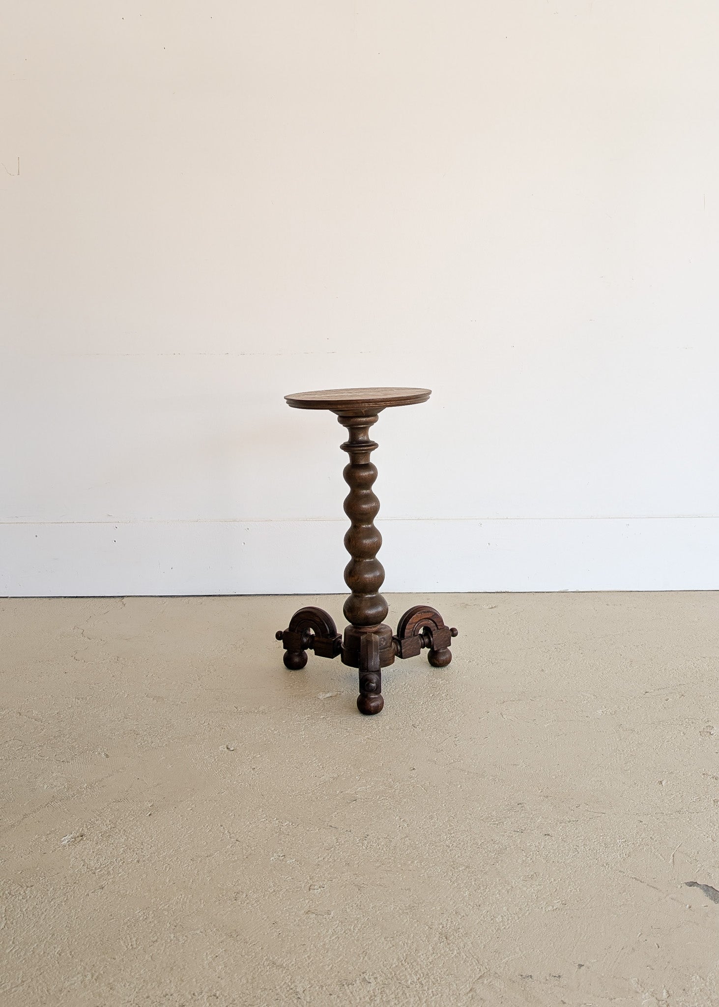 Unique Most Likely Antique Charles Dudouyt-Style Wooden Oak Pedestal Stand/Side Table