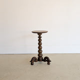 Unique Most Likely Antique Charles Dudouyt-Style Wooden Oak Pedestal Stand/Side Table