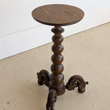 Unique Most Likely Antique Charles Dudouyt-Style Wooden Oak Pedestal Stand/Side Table