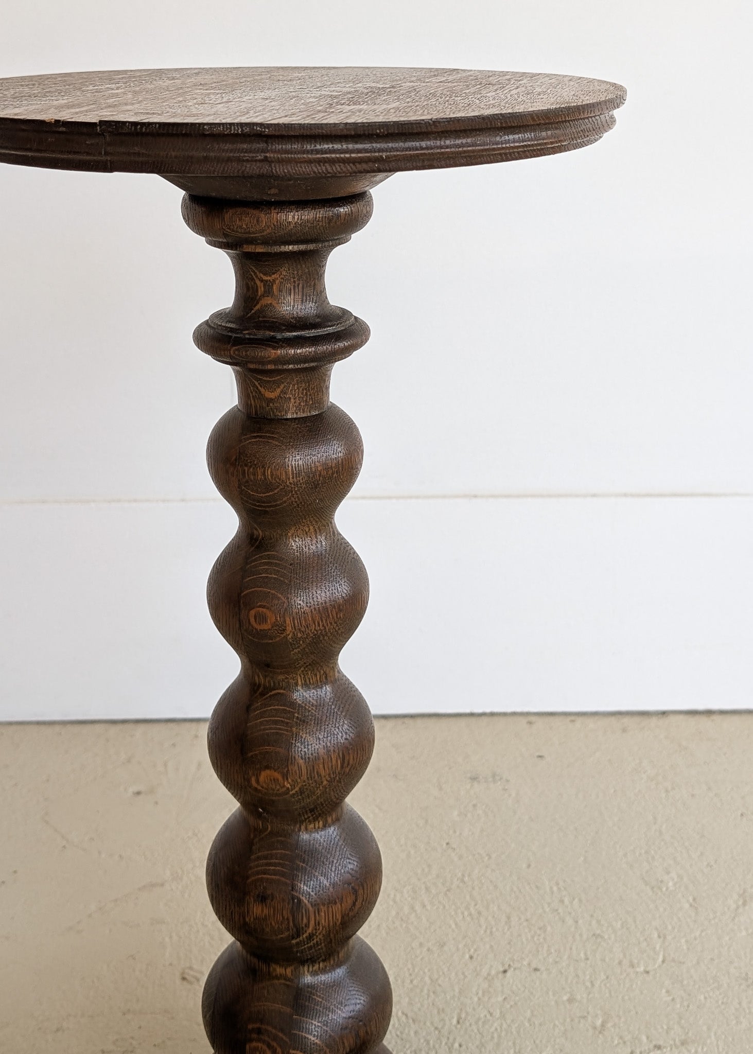 Unique Most Likely Antique Charles Dudouyt-Style Wooden Oak Pedestal Stand/Side Table