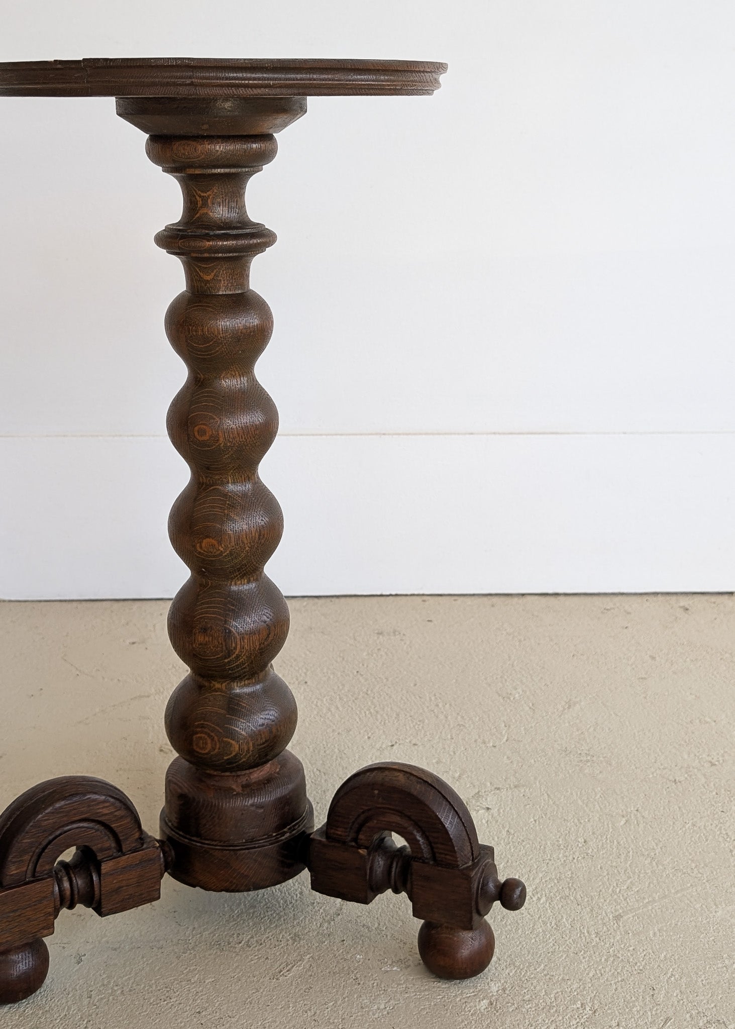Unique Most Likely Antique Charles Dudouyt-Style Wooden Oak Pedestal Stand/Side Table