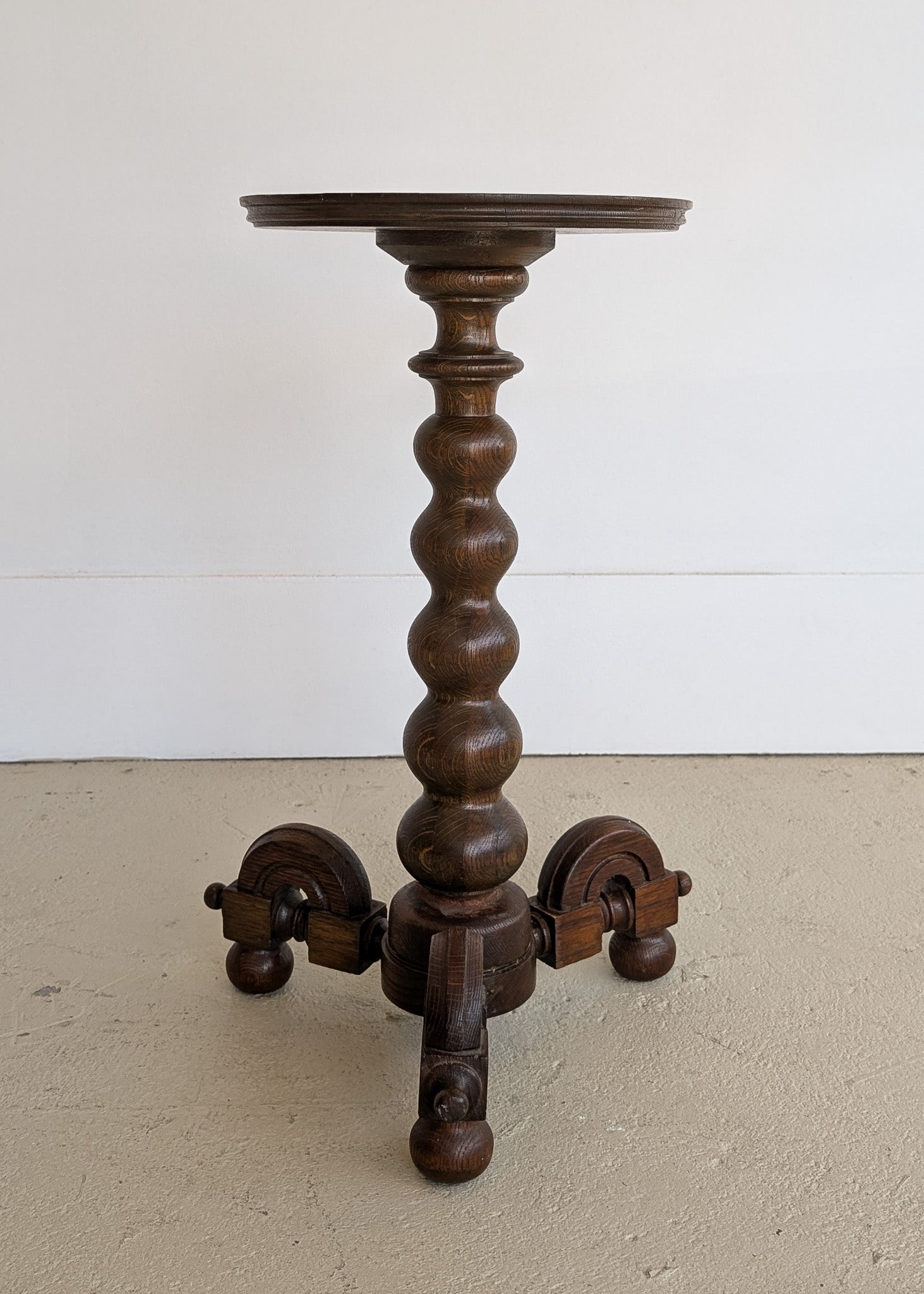 Unique Most Likely Antique Charles Dudouyt-Style Wooden Oak Pedestal Stand/Side Table