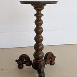 Unique Most Likely Antique Charles Dudouyt-Style Wooden Oak Pedestal Stand/Side Table