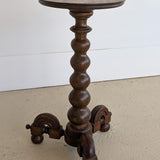 Unique Most Likely Antique Charles Dudouyt-Style Wooden Oak Pedestal Stand/Side Table