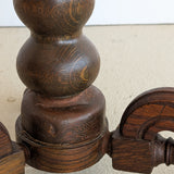Unique Most Likely Antique Charles Dudouyt-Style Wooden Oak Pedestal Stand/Side Table