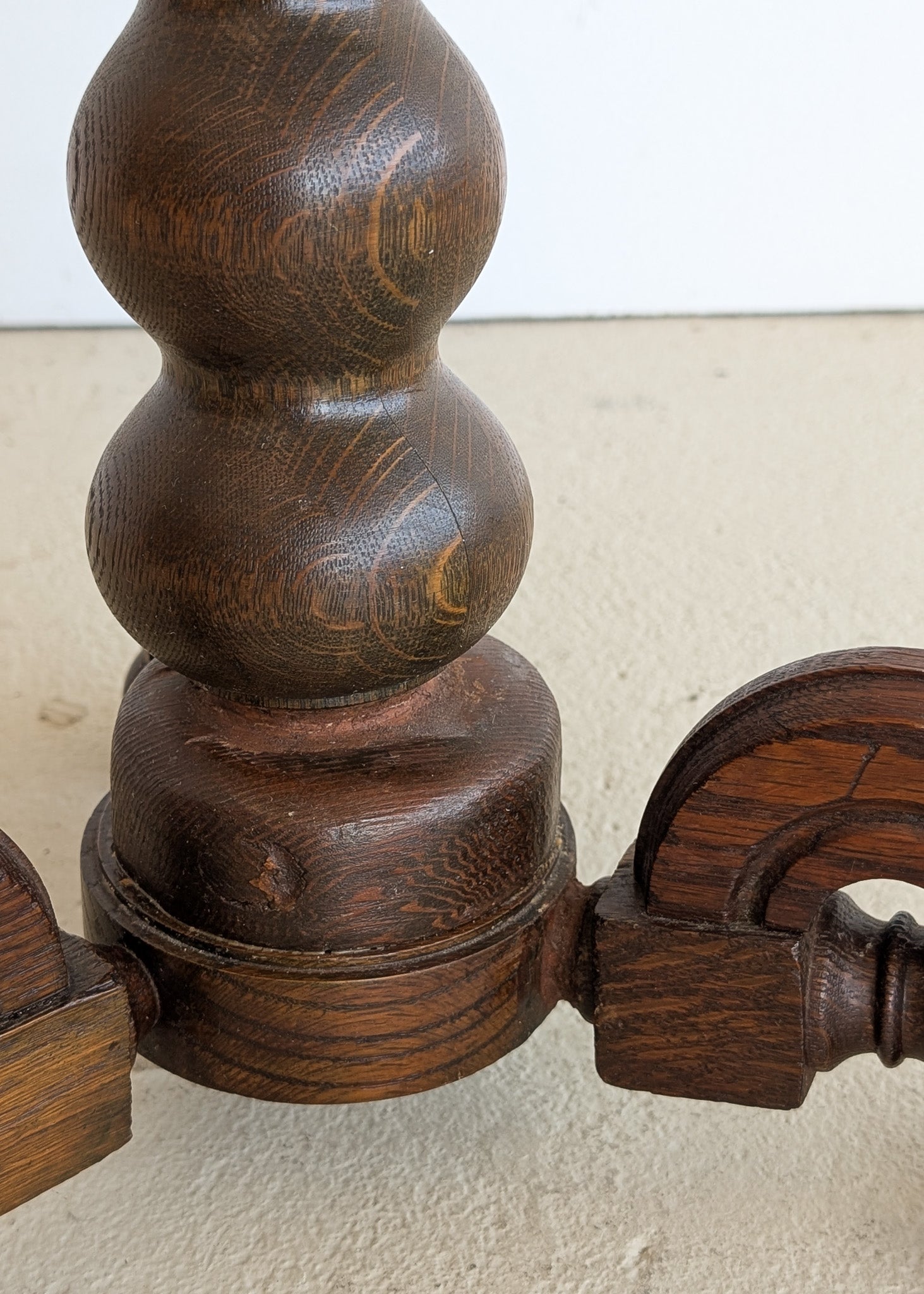 Unique Most Likely Antique Charles Dudouyt-Style Wooden Oak Pedestal Stand/Side Table