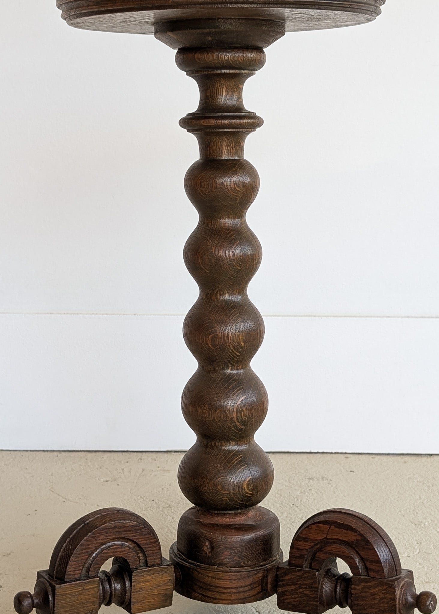 Unique Most Likely Antique Charles Dudouyt-Style Wooden Oak Pedestal Stand/Side Table