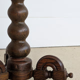 Unique Most Likely Antique Charles Dudouyt-Style Wooden Oak Pedestal Stand/Side Table