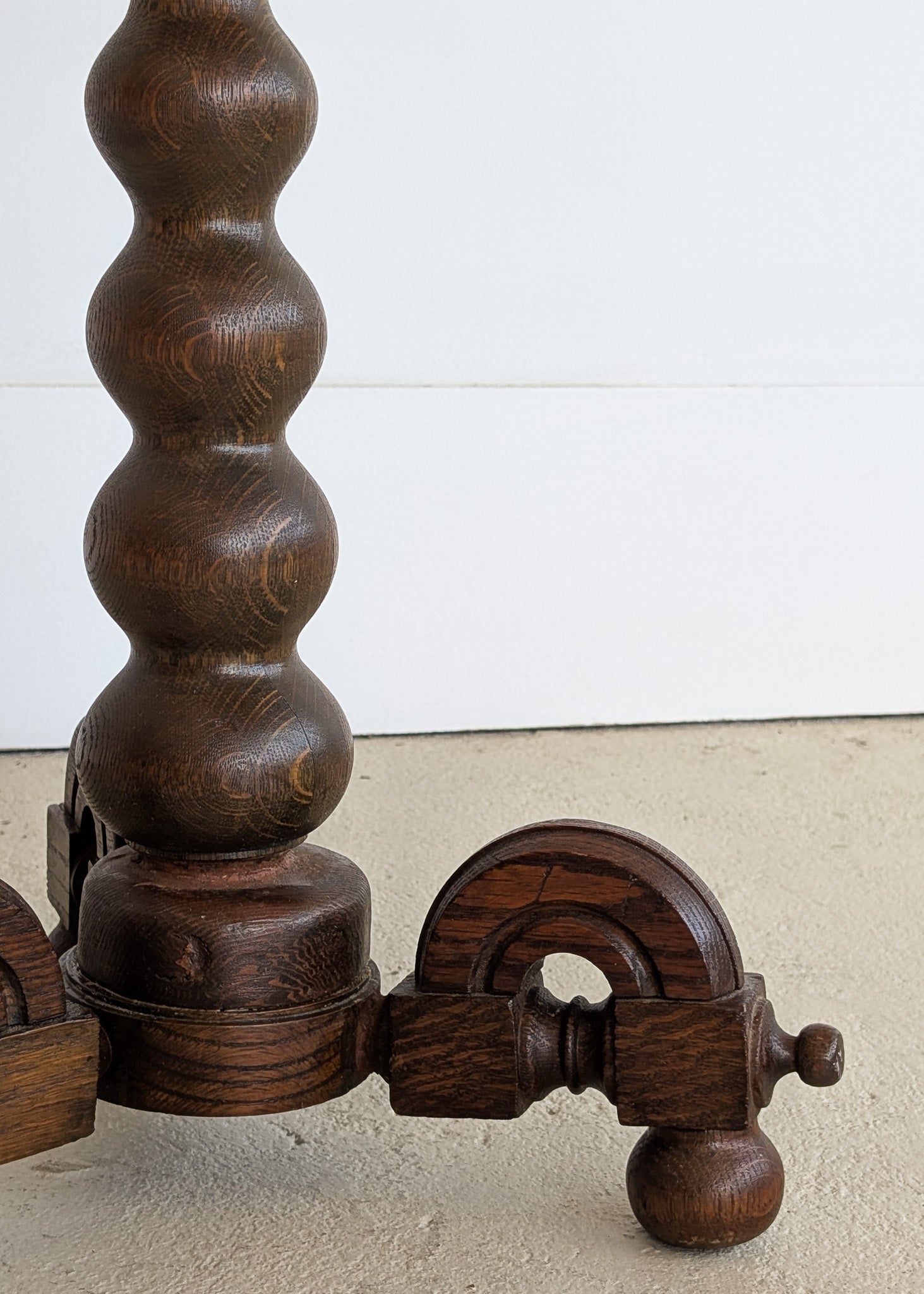 Unique Most Likely Antique Charles Dudouyt-Style Wooden Oak Pedestal Stand/Side Table