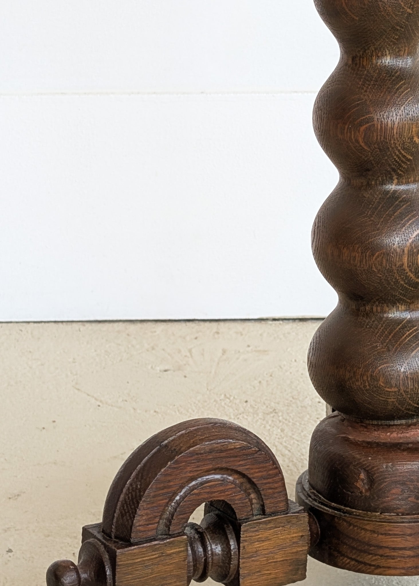 Unique Most Likely Antique Charles Dudouyt-Style Wooden Oak Pedestal Stand/Side Table