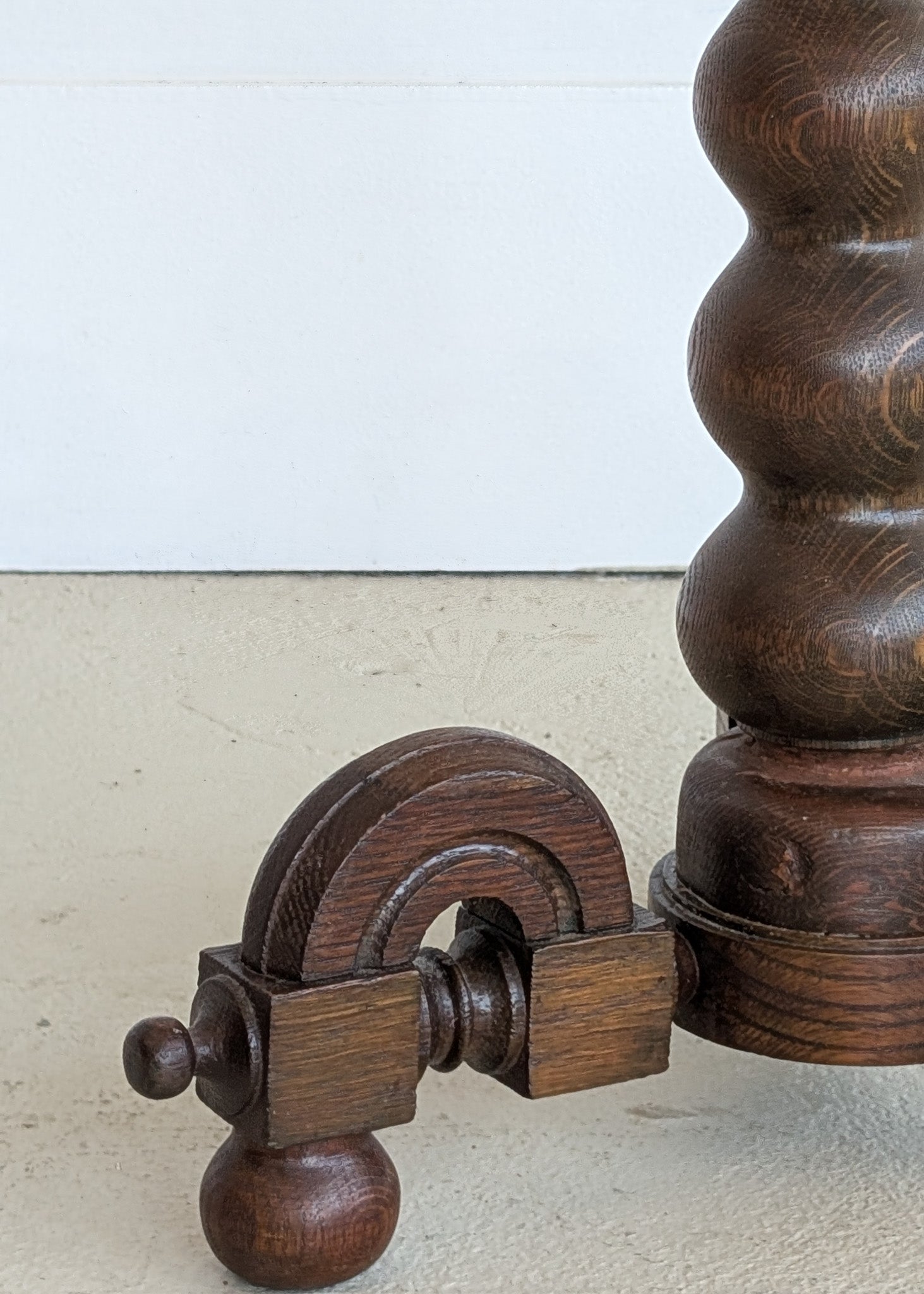 Unique Most Likely Antique Charles Dudouyt-Style Wooden Oak Pedestal Stand/Side Table