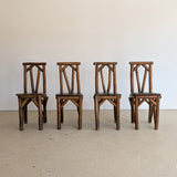 Set of 4 Unique Antique Primitive Wooden Branch Dining Chairs