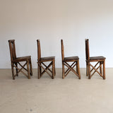 Set of 4 Unique Antique Primitive Wooden Branch Dining Chairs