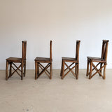 Set of 4 Unique Antique Primitive Wooden Branch Dining Chairs