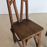 Set of 4 Unique Antique Primitive Wooden Branch Dining Chairs