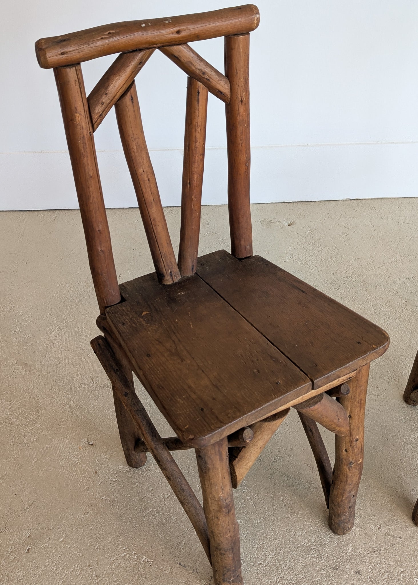 Set of 4 Unique Antique Primitive Wooden Branch Dining Chairs