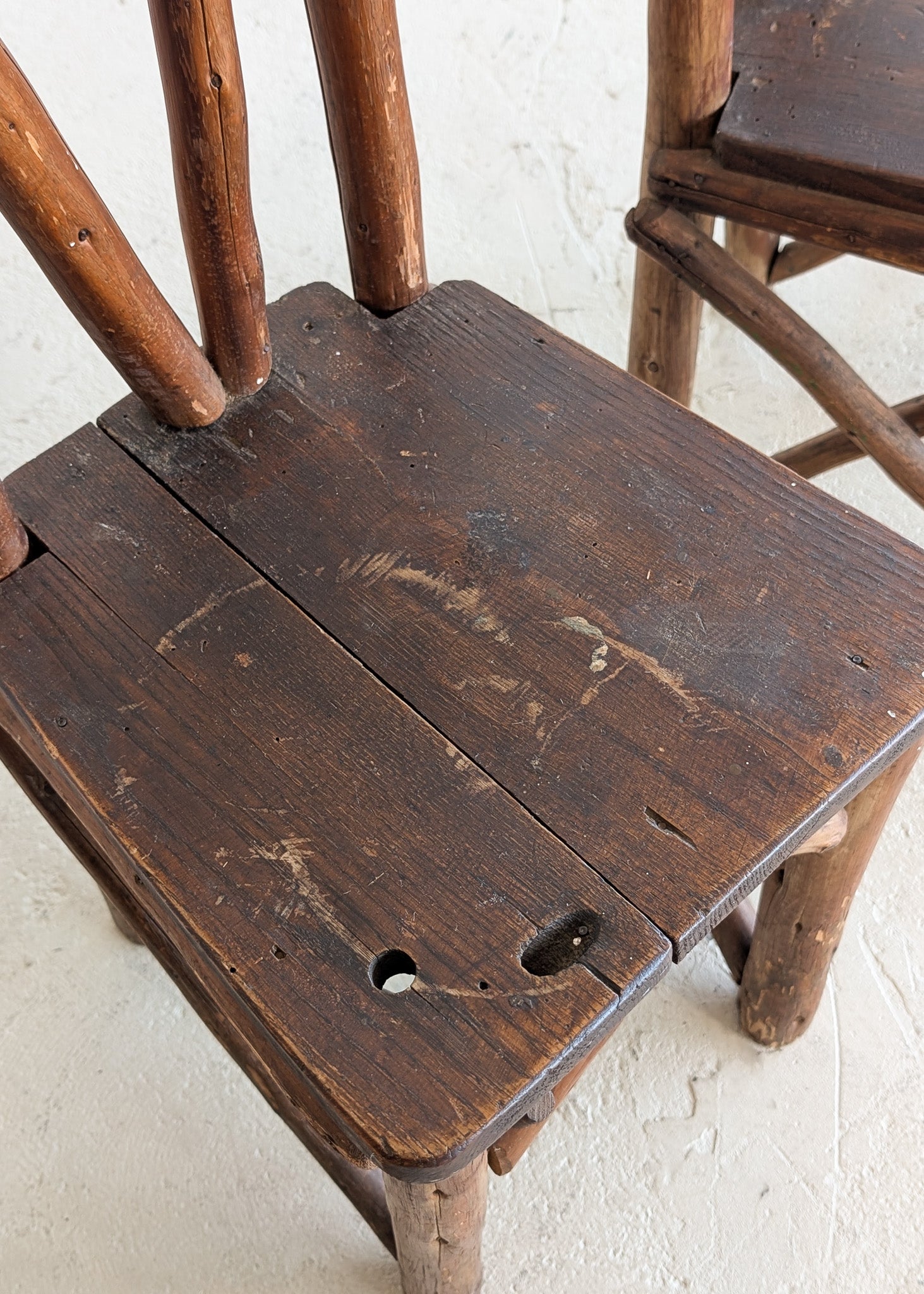 Set of 4 Unique Antique Primitive Wooden Branch Dining Chairs