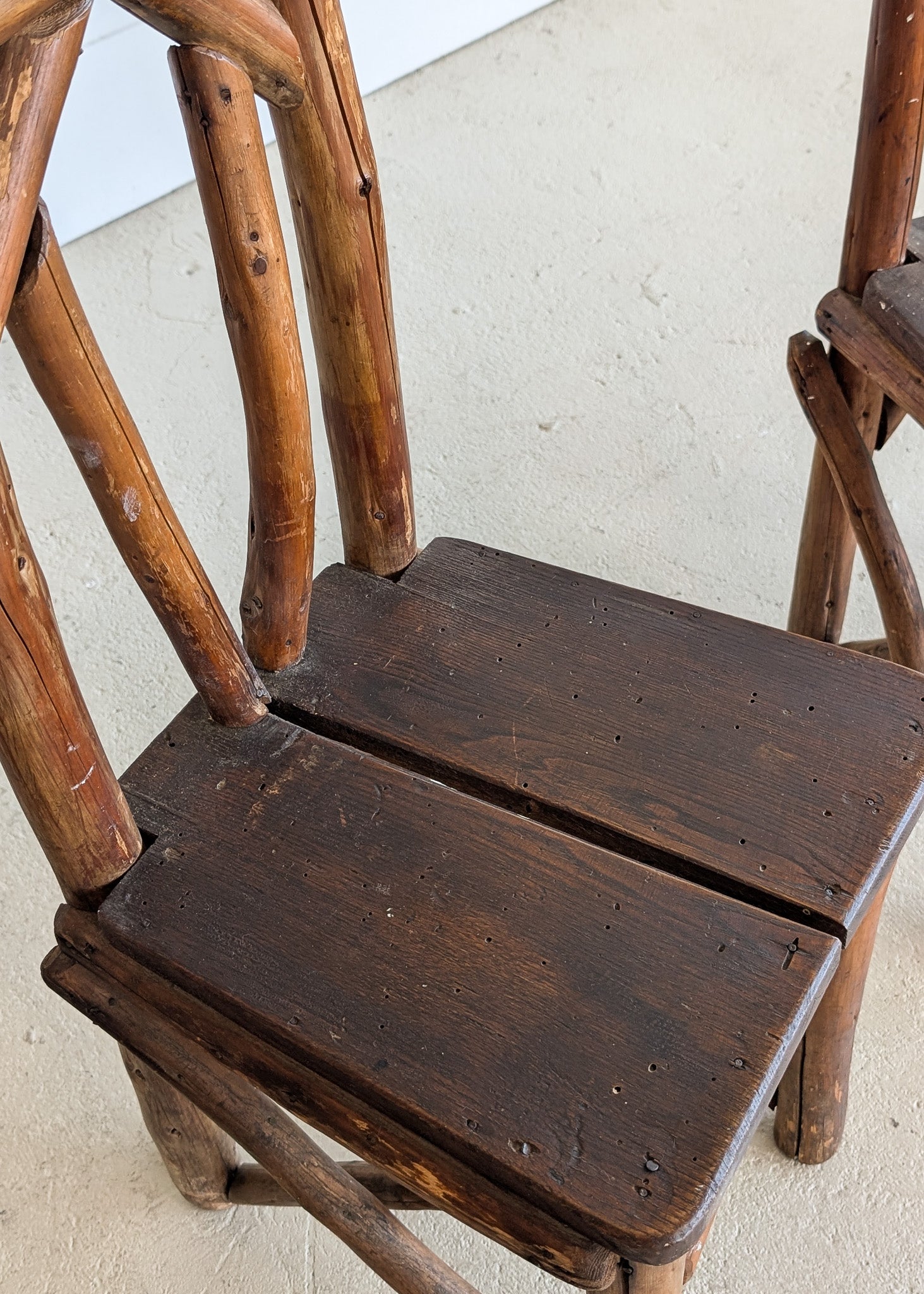 Set of 4 Unique Antique Primitive Wooden Branch Dining Chairs