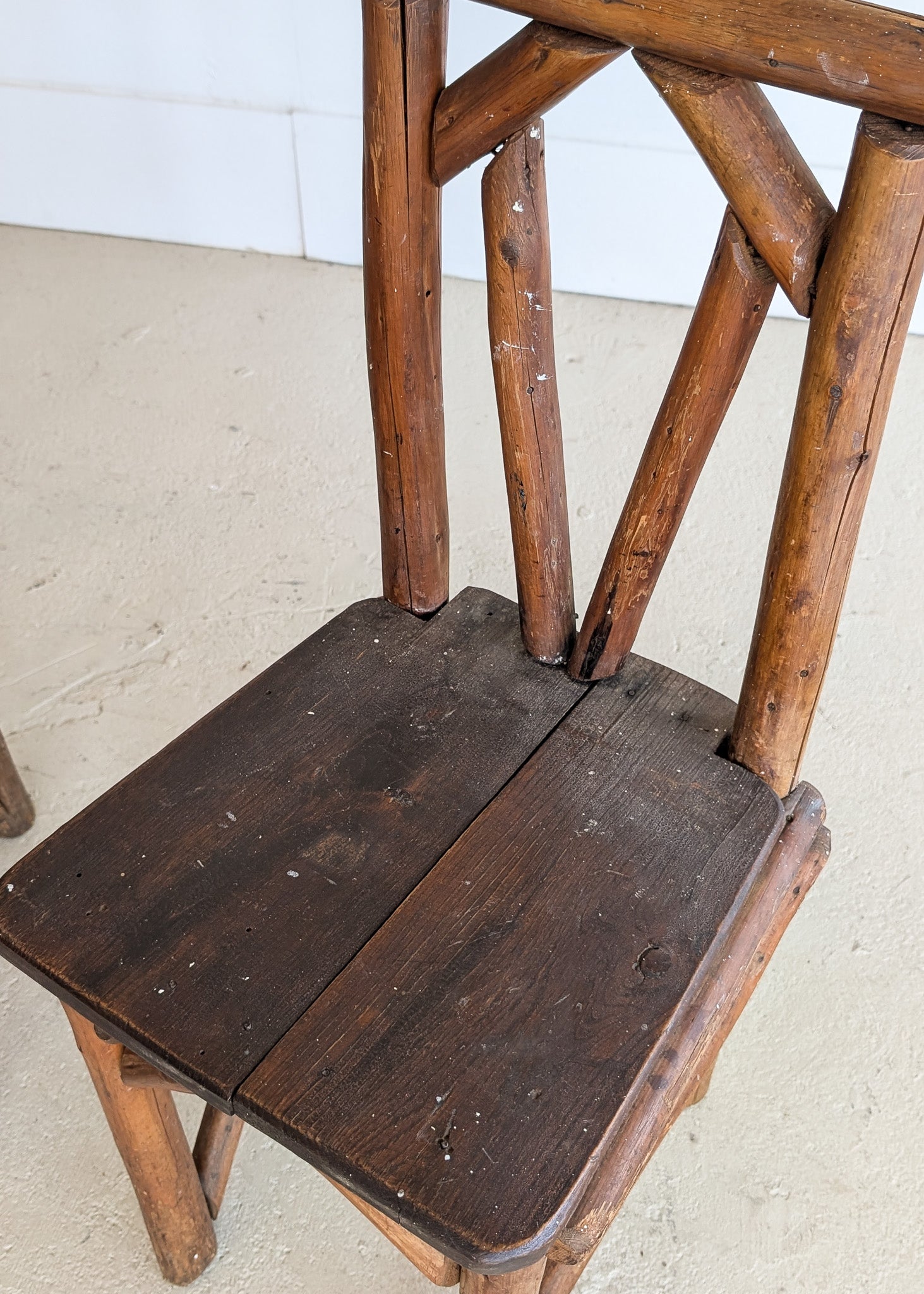 Set of 4 Unique Antique Primitive Wooden Branch Dining Chairs