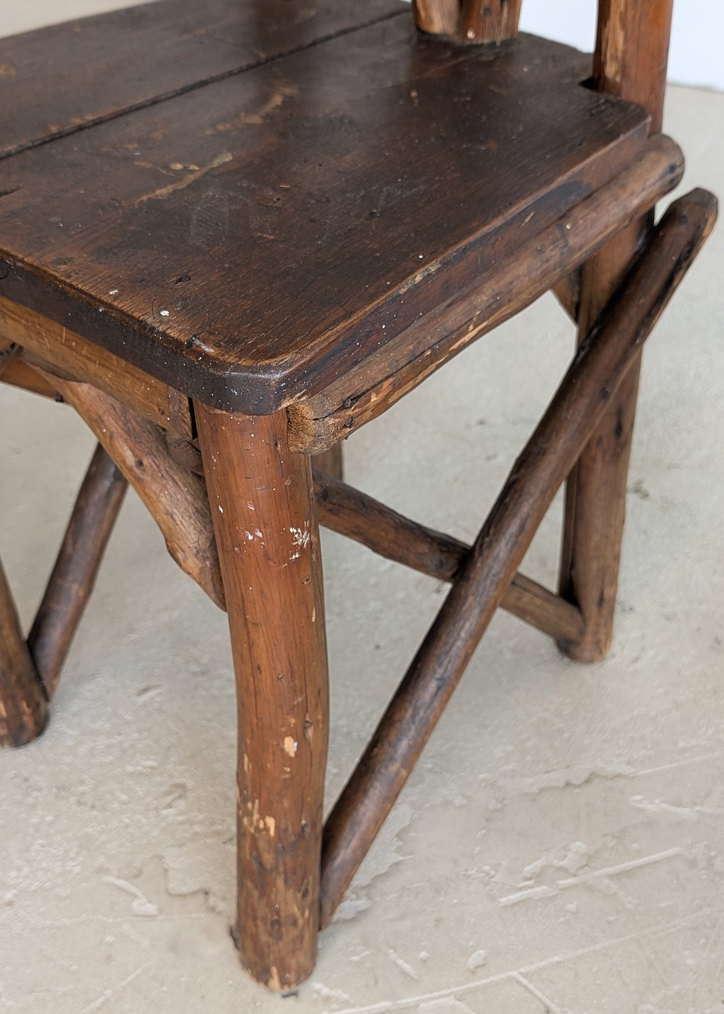 Set of 4 Unique Antique Primitive Wooden Branch Dining Chairs