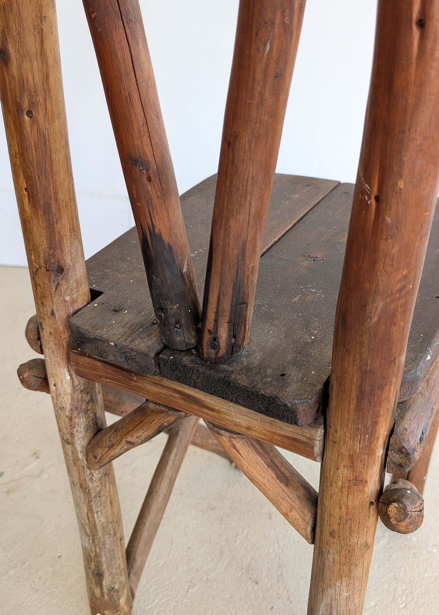 Set of 4 Unique Antique Primitive Wooden Branch Dining Chairs