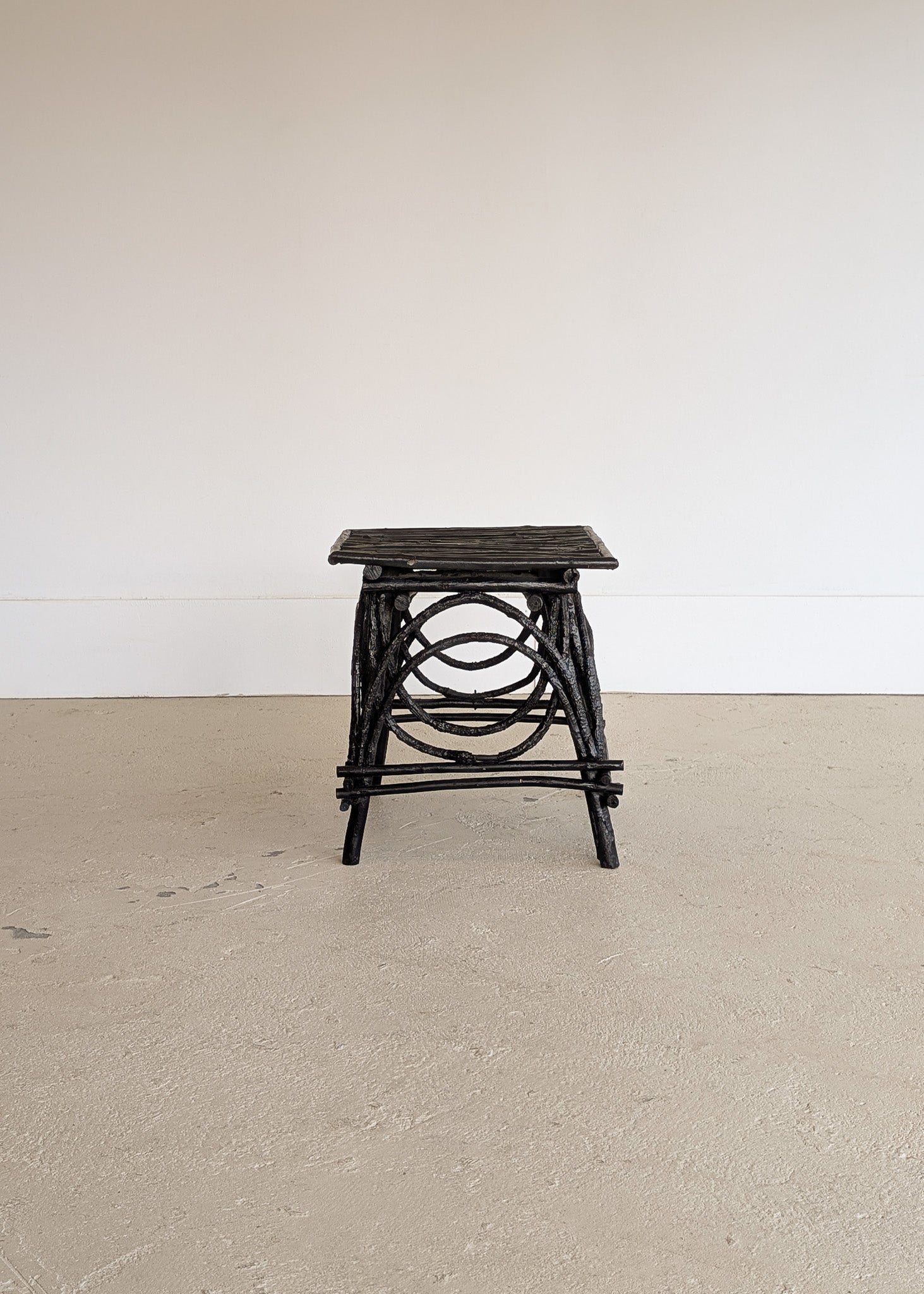 Vintage Black Painted Adirondack Twig Side/Accent Table