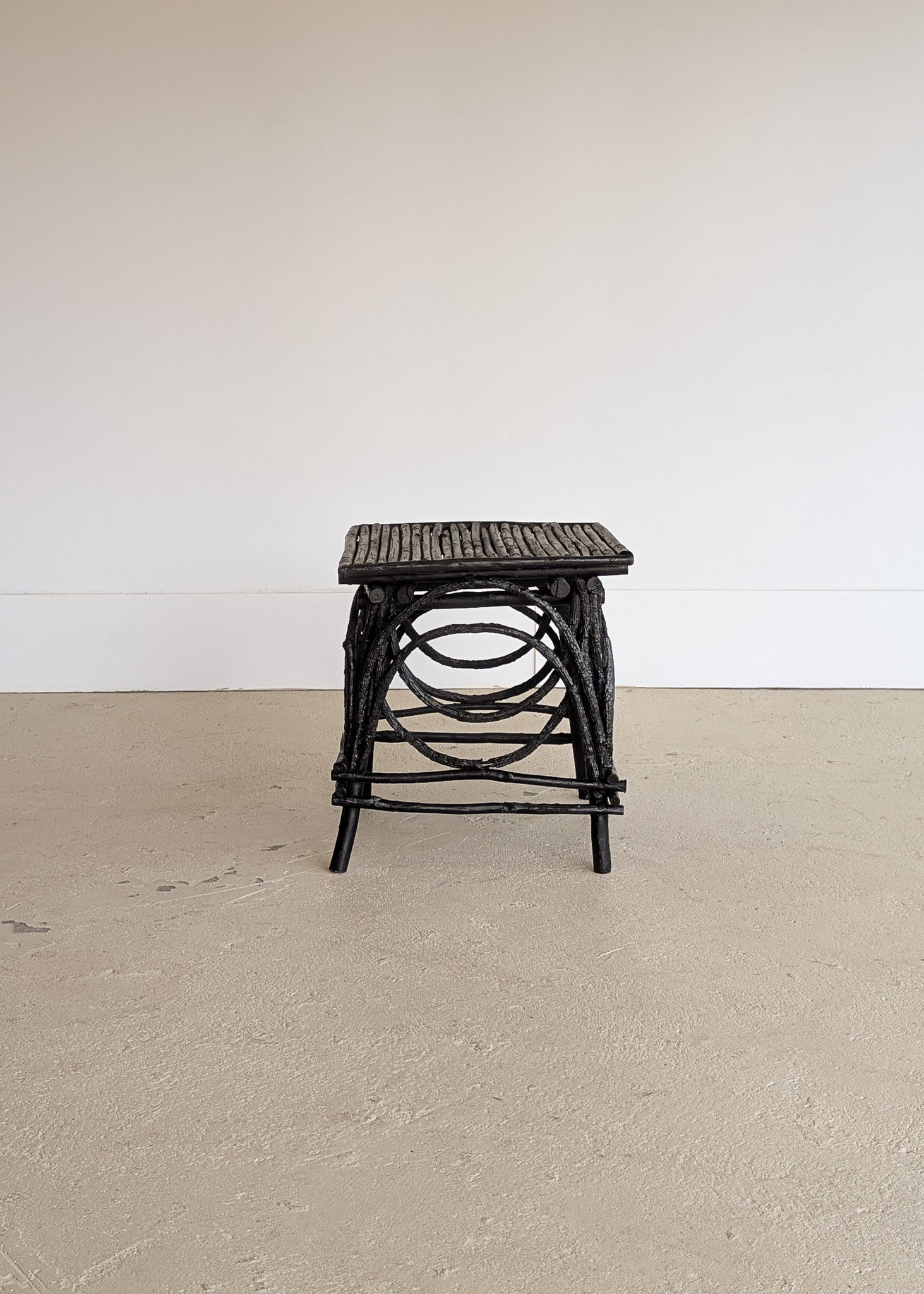 Vintage Black Painted Adirondack Twig Side/Accent Table