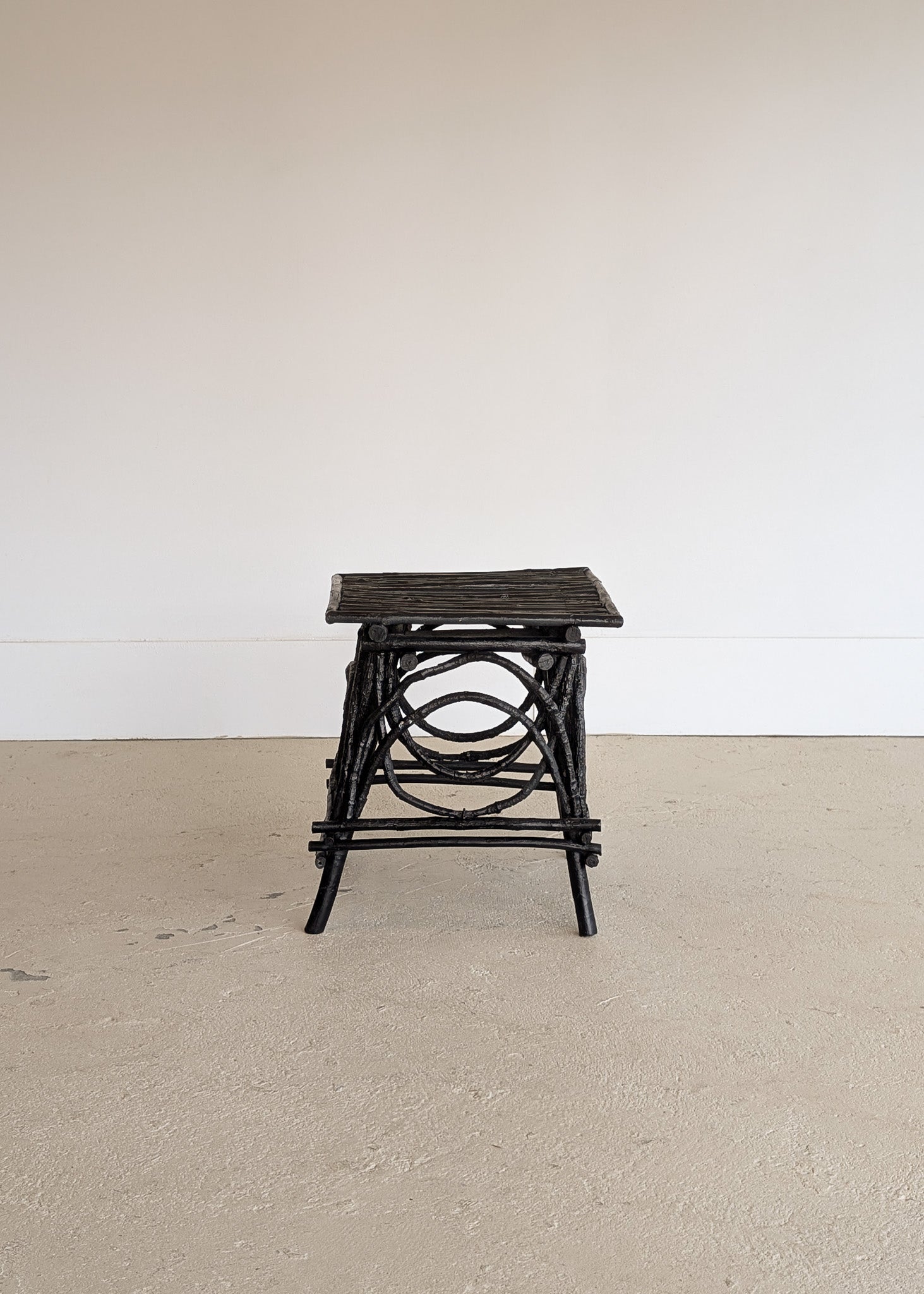 Vintage Black Painted Adirondack Twig Side/Accent Table