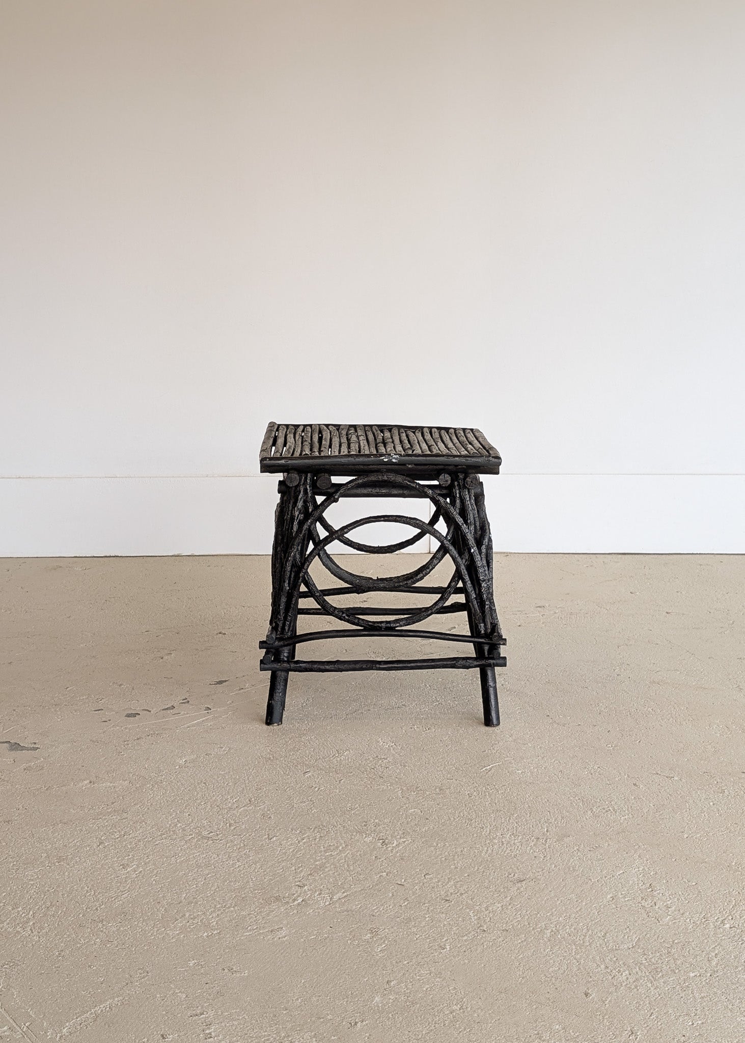 Vintage Black Painted Adirondack Twig Side/Accent Table