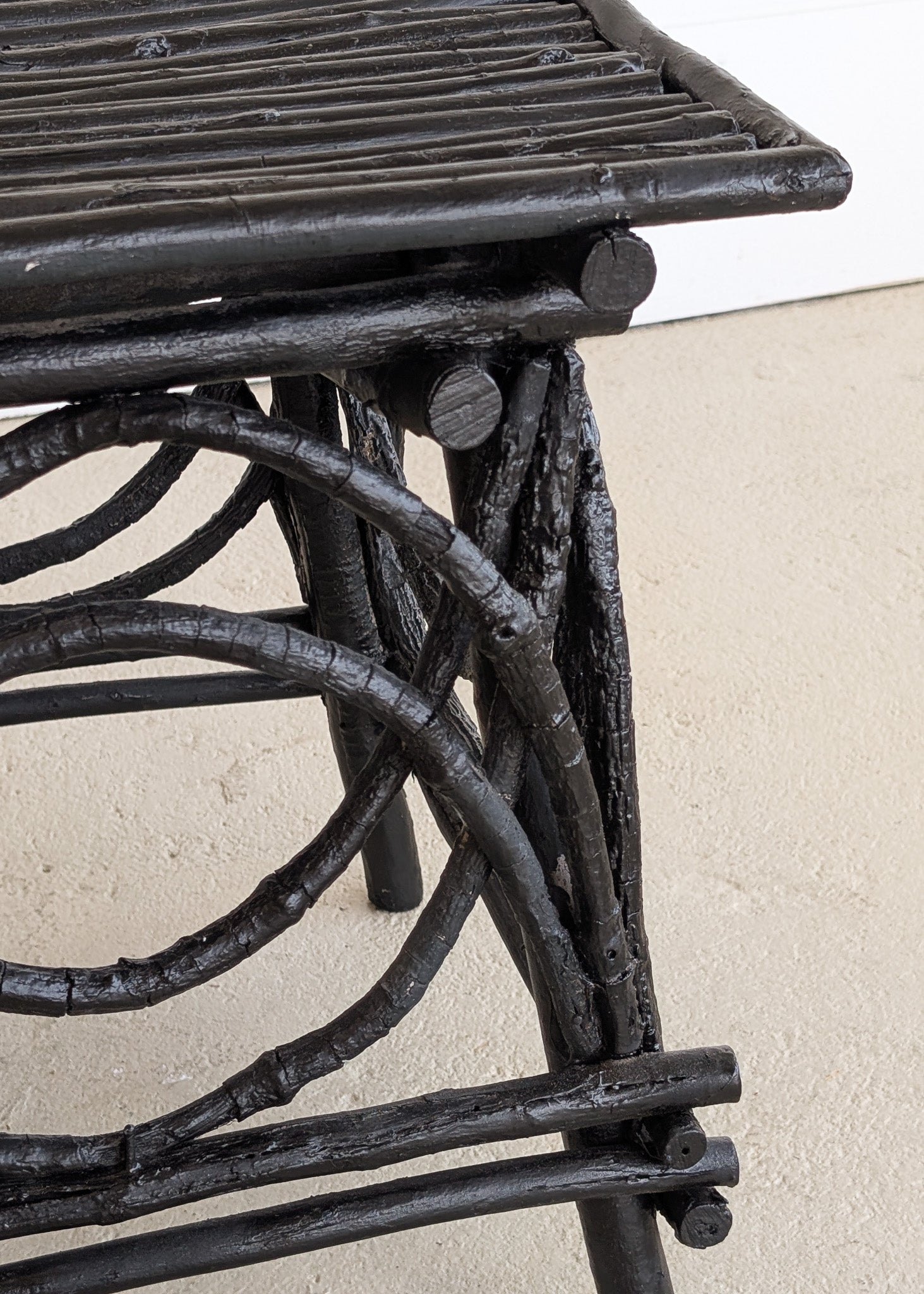 Vintage Black Painted Adirondack Twig Side/Accent Table